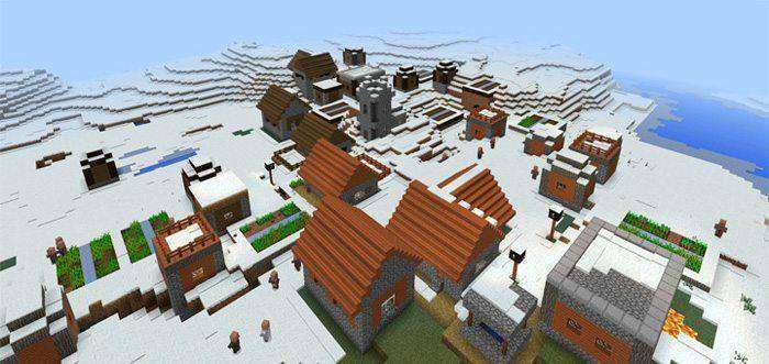 Savannah Village in a Snow Biome Seed for Minecraft PE